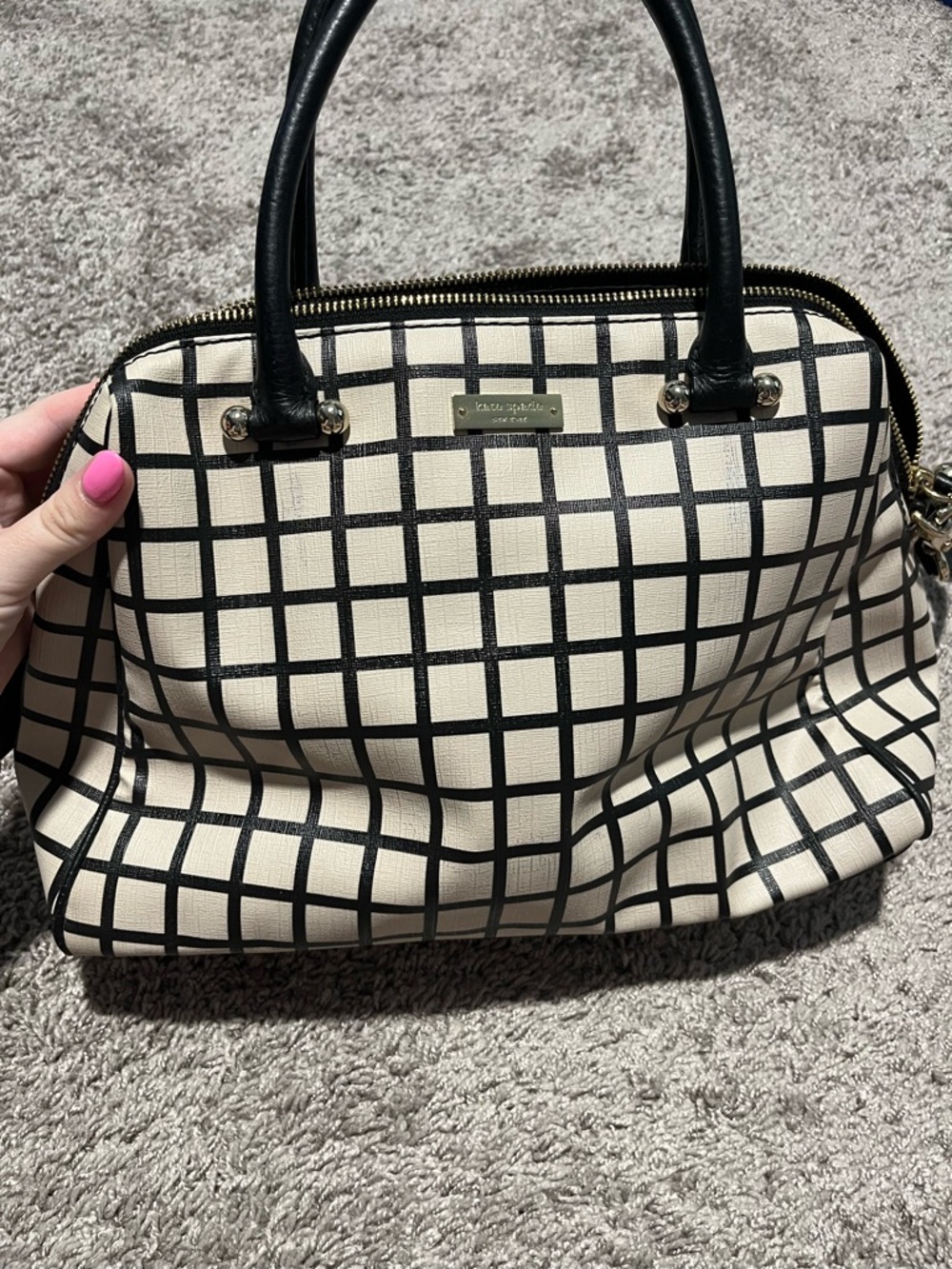 Kate Spade Cream & Black Grid Satchel